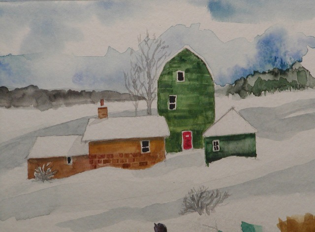 Barn Snow Scene