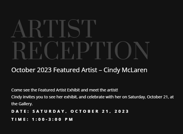 Artist Reception – This Saturday!